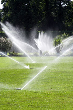 landscape irrigation system - watering a lawn